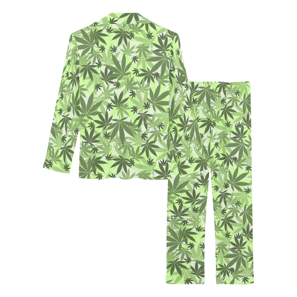 Canabis Marijuana Weed Pattern Print Design 01 Women's Long Pajama Set