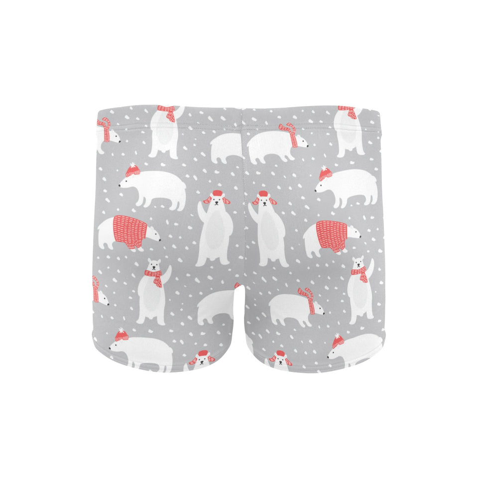 Cute polar bear christmas snow pattern Men's Swimming Trunks