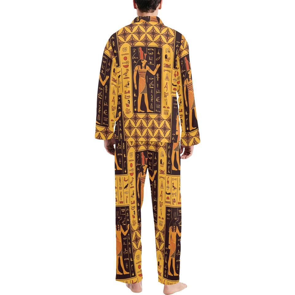 Egypt Hieroglyphics Pattern Print Design 05 Men's Long Pajama Set