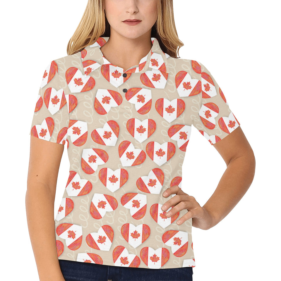 Canada Pattern Print Design 01 Women's All Over Print Polo Shirt