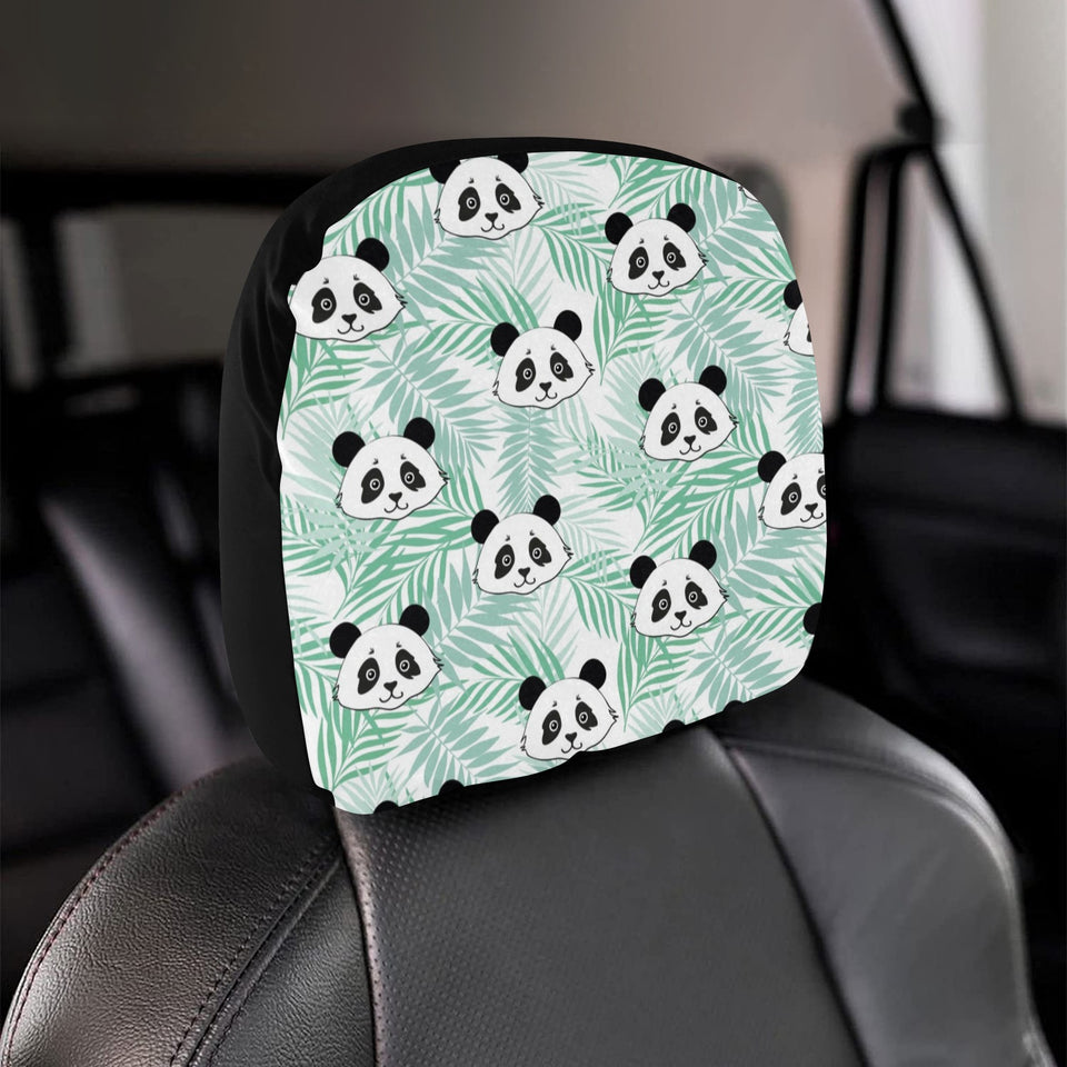 Panda pattern tropical leaves background Car Headrest Cover