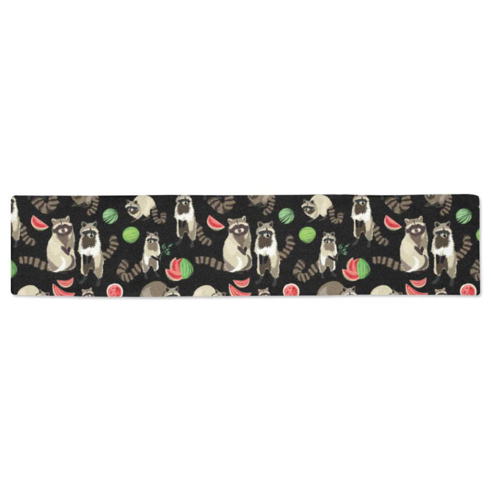 Raccoon watermelon pattern Table Runner