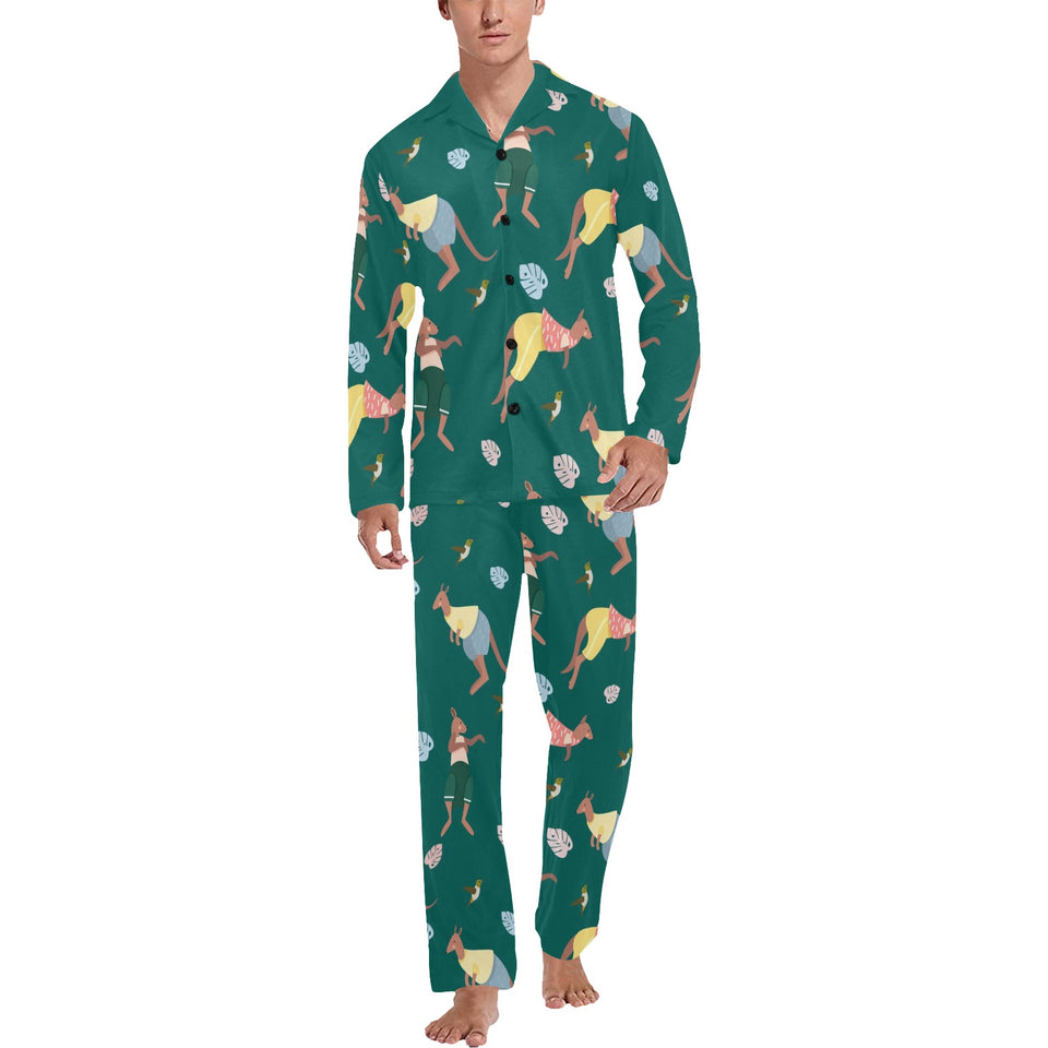 Kangaroo leaves pattern Men's Long Pajama Set