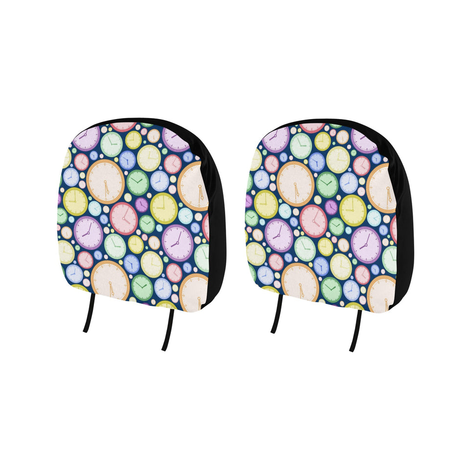 Colorful clock background Car Headrest Cover
