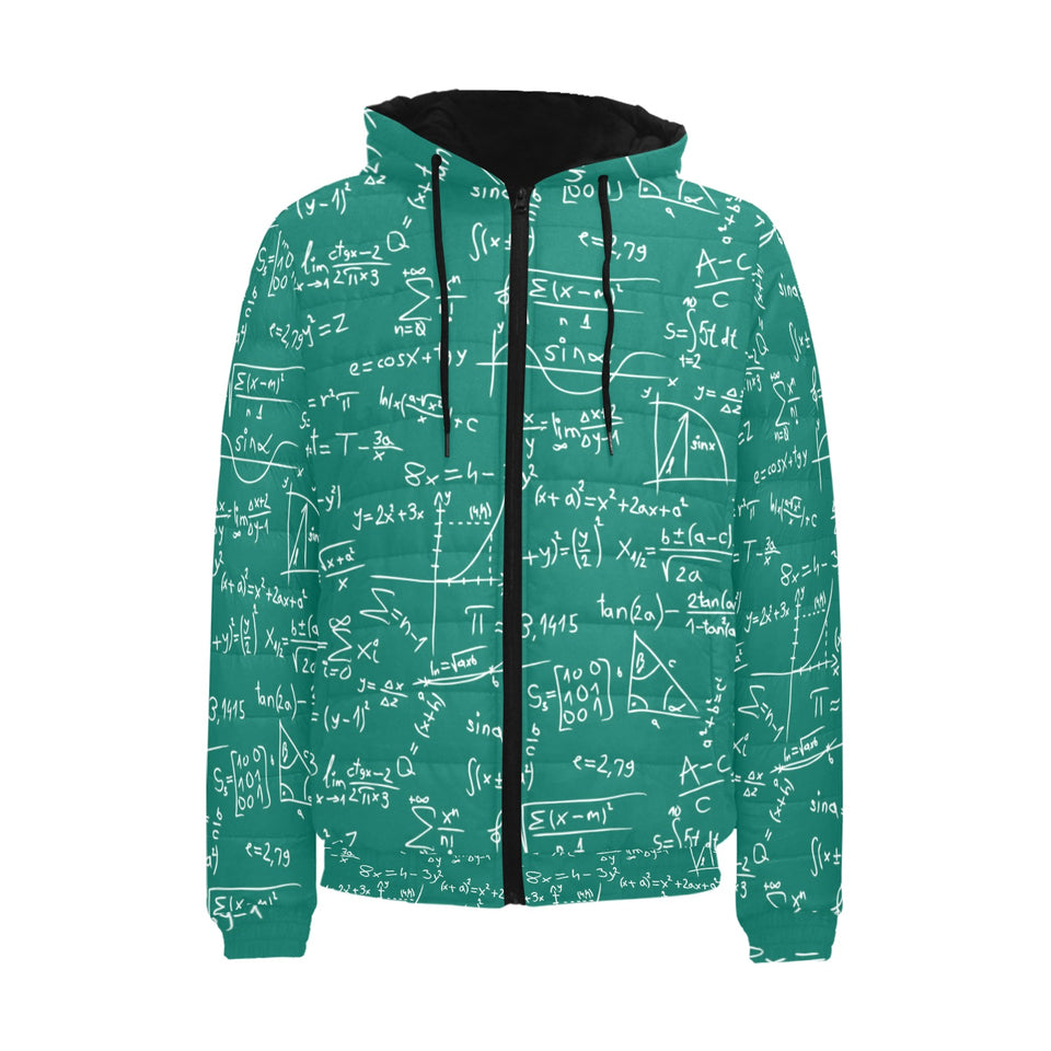 Math Pattern Print Design 01 Men's Padded Hooded Jacket