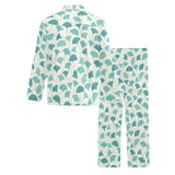 Green ginkgo leaves pattern Men's Long Pajama Set
