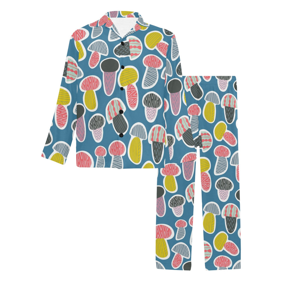 Colorful mushroom design pattern Men's Long Pajama Set