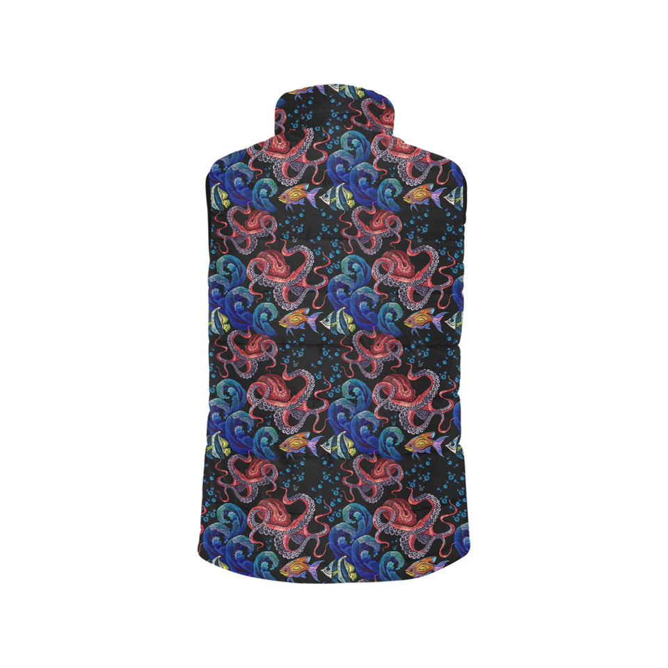 Octopus sea wave tropical fishe pattern Men's Padded Vest