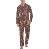 Coffee bean flower pattern Men's Long Pajama Set