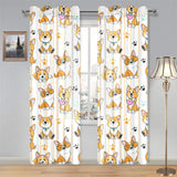 Cute dog corgi striped background pattern Gauze Curtain