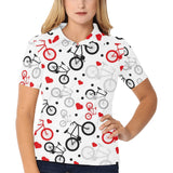 Bicycle Pattern Print Design 04 Women's All Over Print Polo Shirt