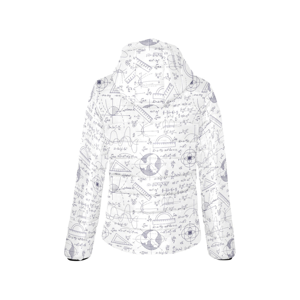 Math Pattern Print Design 03 Women's Padded Hooded Jacket