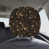 Gold peacock feather pattern Car Headrest Cover