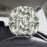 Monkey sloth lemur palm trees pattern Car Headrest Cover