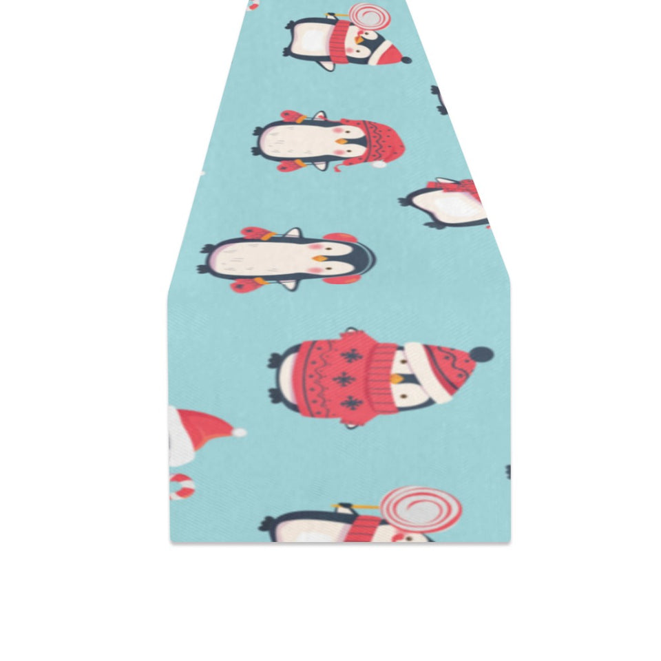 Cute penguin christmas design pattern Table Runner
