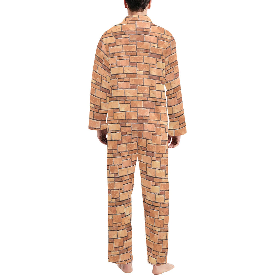 Brick Printed Pattern Print Design 04 Men's Long Pajama Set