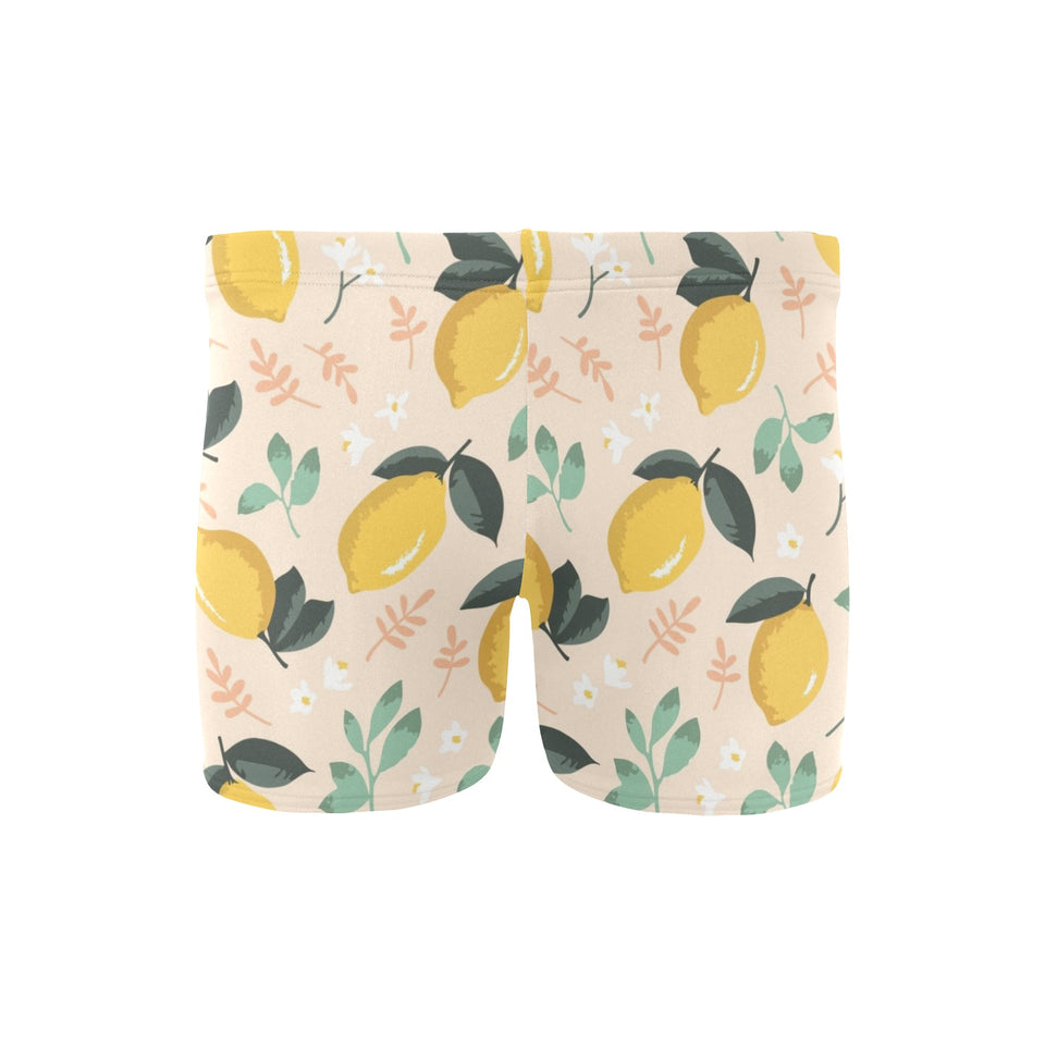 lemon flower leave pattern Men's Swimming Trunks
