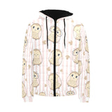 cute owl leaf Men's Padded Hooded Jacket