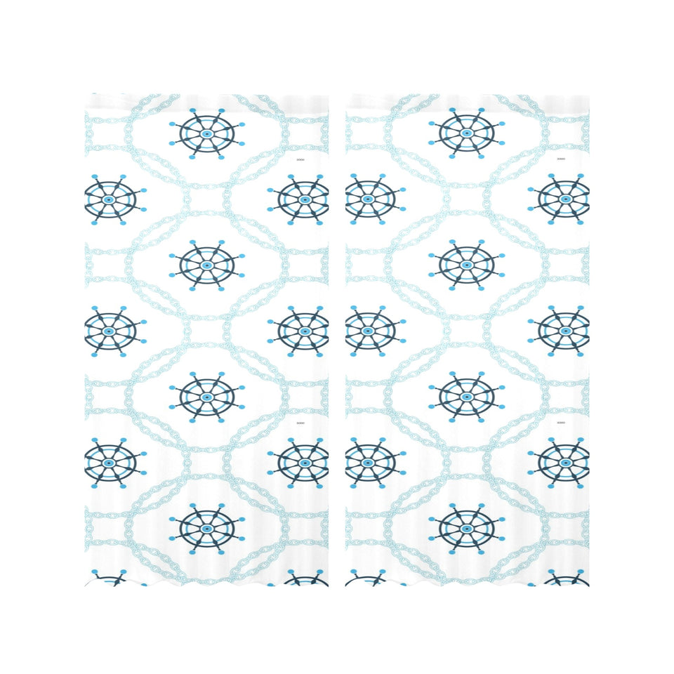 nautical steering wheel chain Gauze Curtain