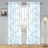 Dolphin blue striped background Gauze Curtain