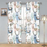 lama Alpaca cactus hand drawn pattern Gauze Curtain