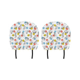 Siberian husky and colorful circle pattern Car Headrest Cover