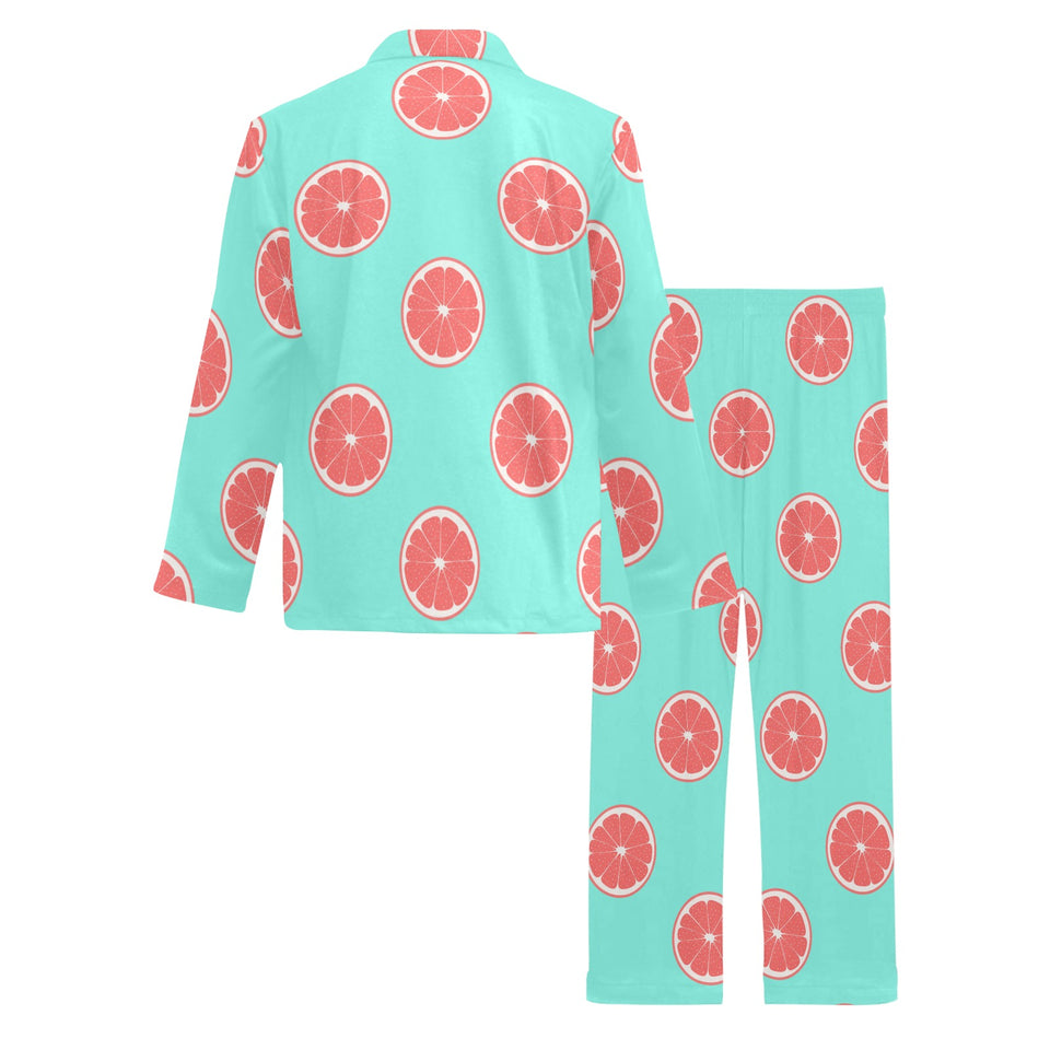 Grapefruit green background Men's Long Pajama Set