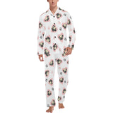 Cute pugs pink heart paw pattern Men's Long Pajama Set