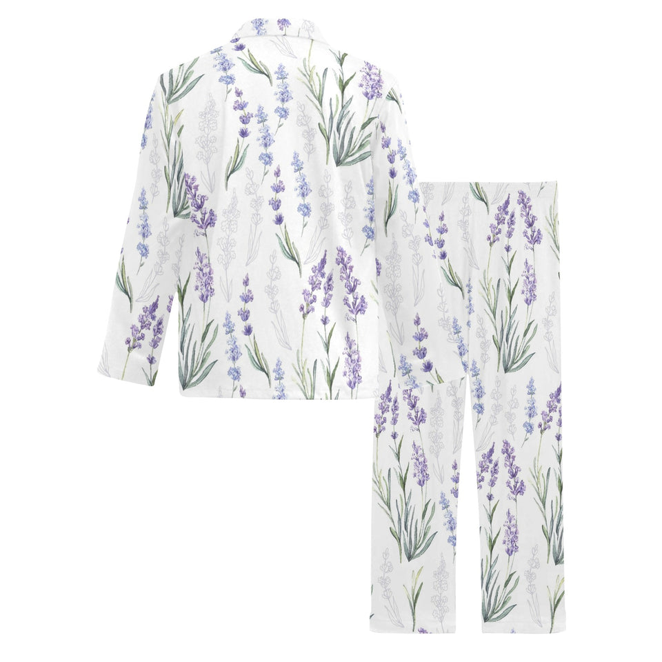 Hand painting Watercolor Lavender Men's Long Pajama Set