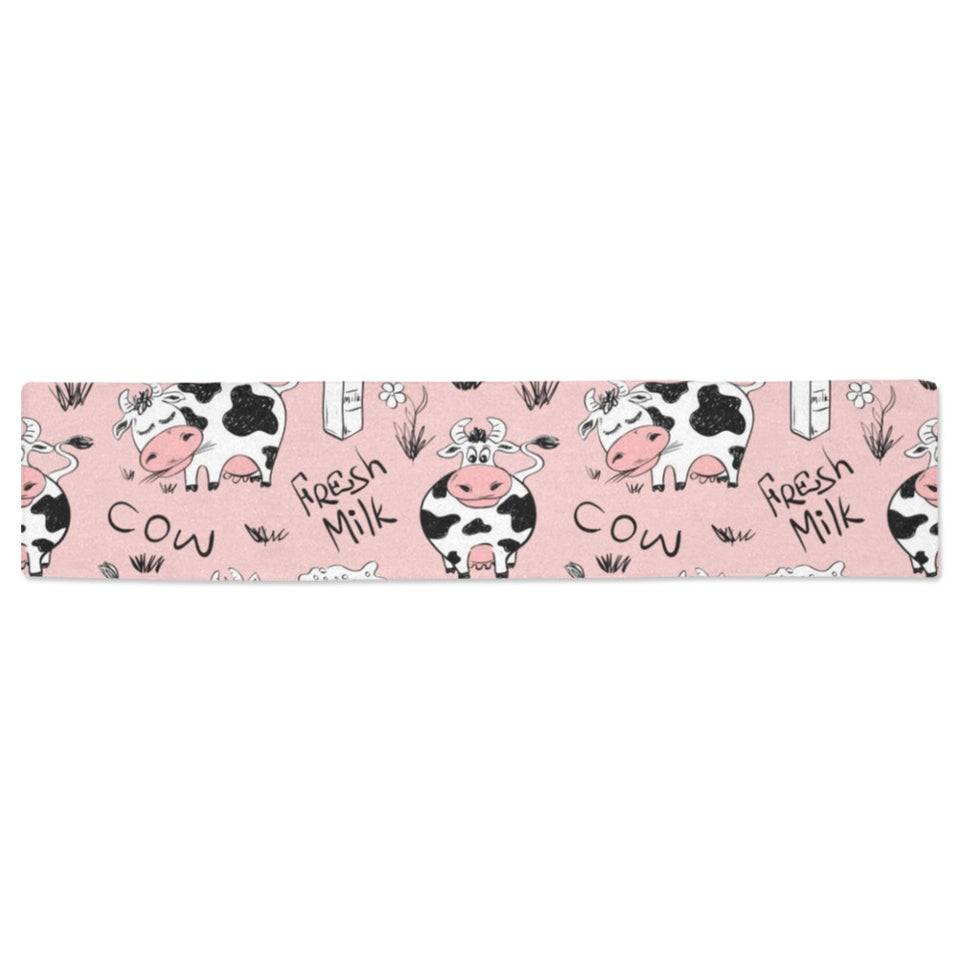 Cows milk product pink background Table Runner