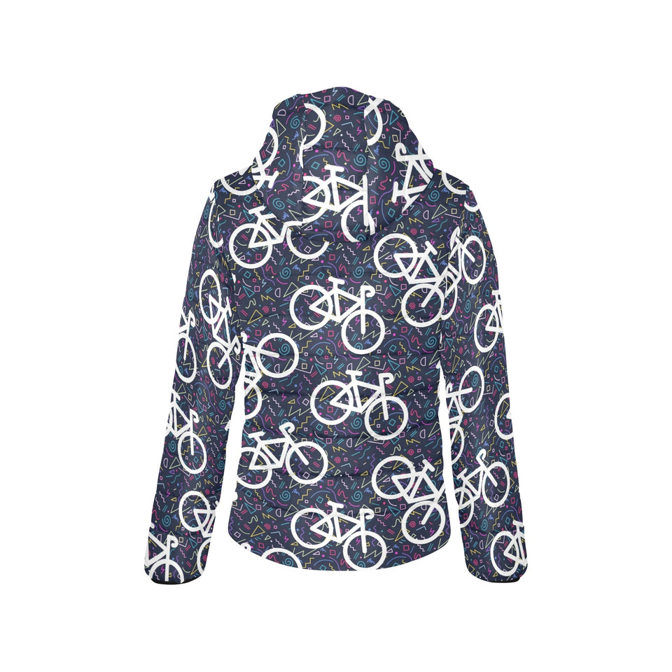 Bicycle Pattern Print Design 03 Women's Padded Hooded Jacket