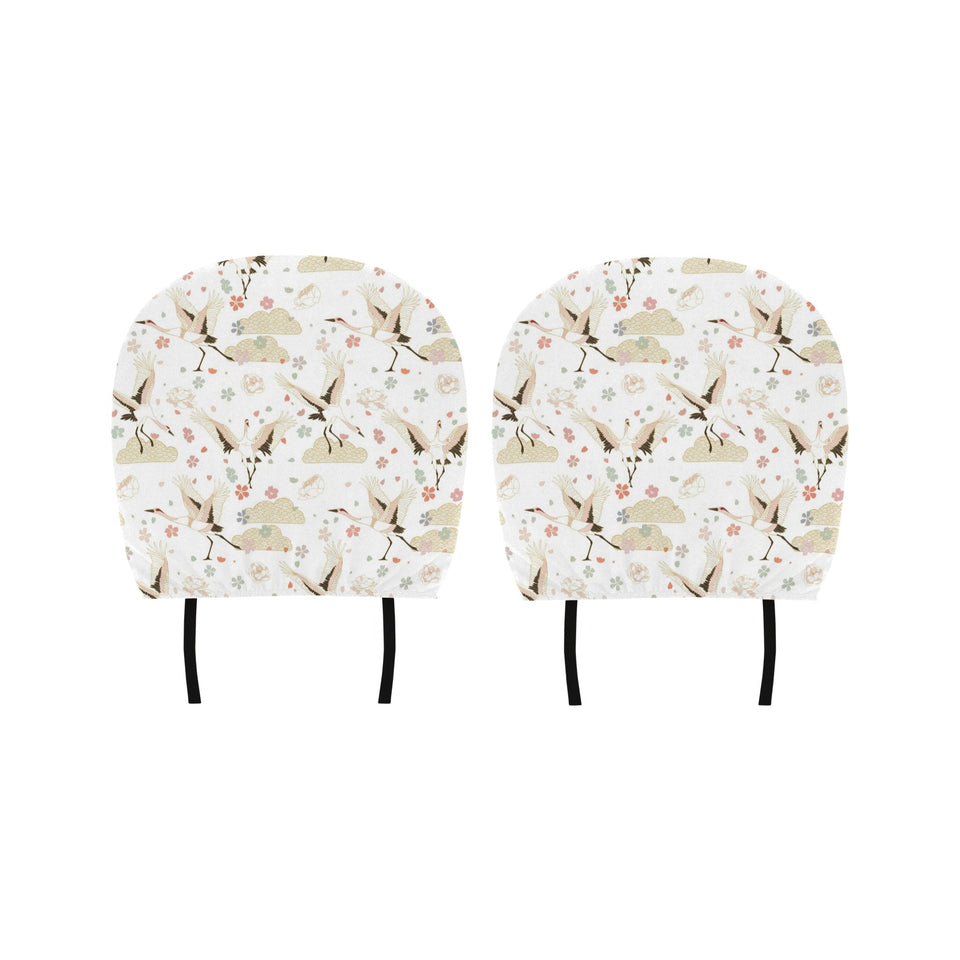 Beautiful Japanese cranes pattern Car Headrest Cover
