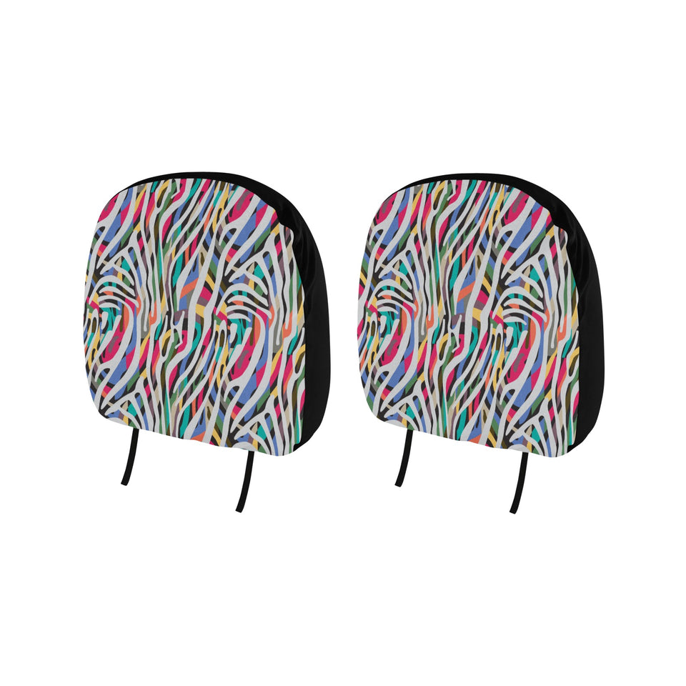 Colorful zebra skin pattern Car Headrest Cover