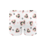 Cute pugs pink heart paw pattern Men's Swimming Trunks