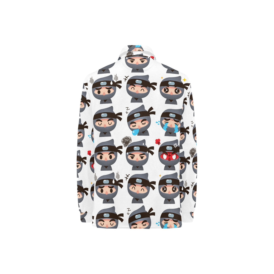 Cute ninja design pattern Women's Long Sleeve Polo Shirt