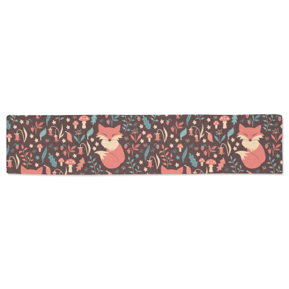 fox leaves mushroom pattern Table Runner