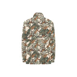 Monkey tropical leaves background Women's Long Sleeve Polo Shirt