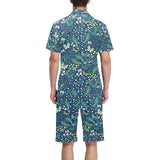 butterfly leaves pattern Men's V-Neck Short Pajama Set
