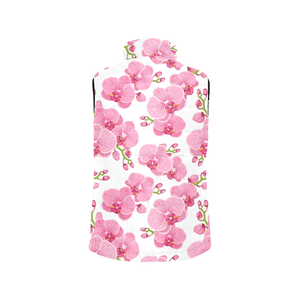 pink purple orchid pattern background Men's Padded Vest