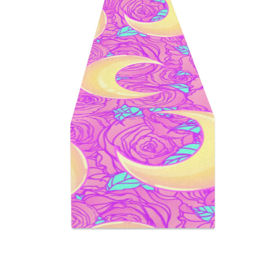 Moon pink rose background Table Runner