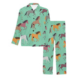 Colorful horses pattern Men's Long Pajama Set