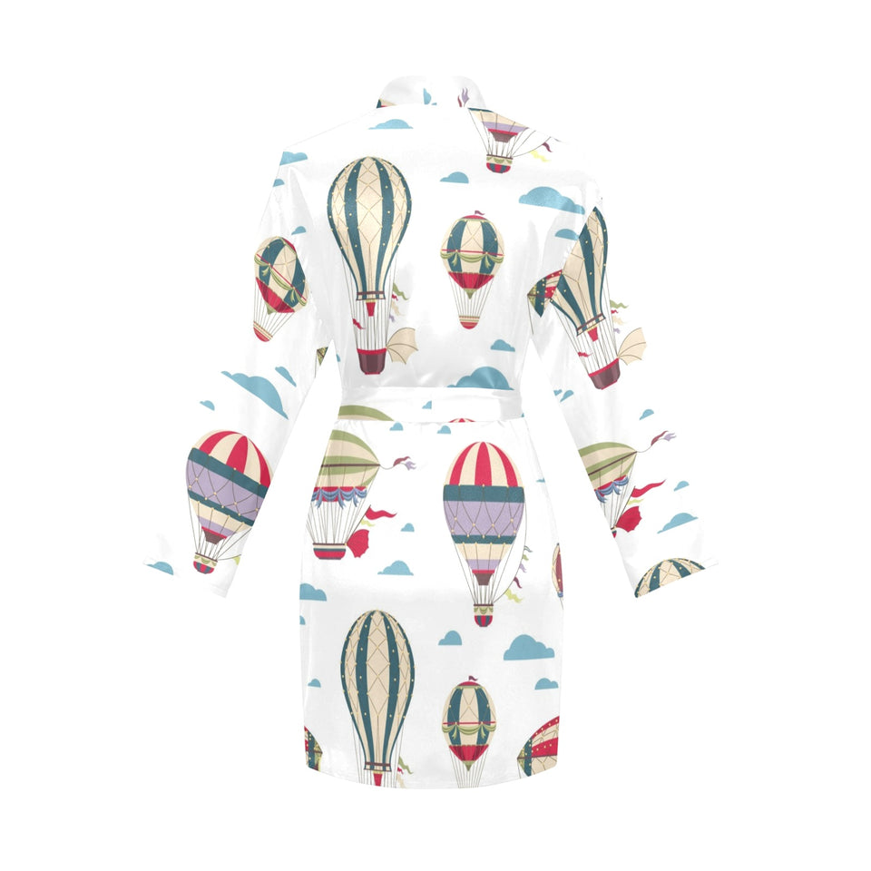 Hot air balloon pattern Women's Long Sleeve Belted Night Robe