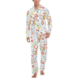 Maneki neko cat fan sakura Men's Long Pajama Set