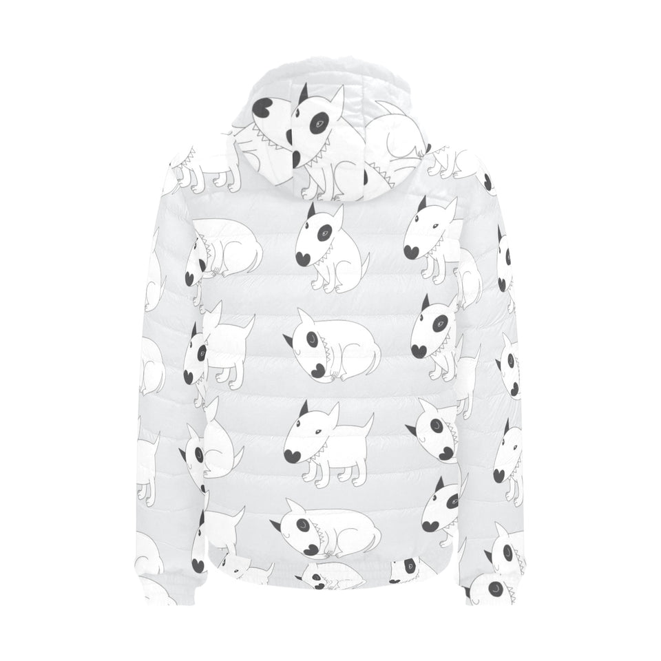 Bull Terrier Pattern Print Design 01 Men's Padded Hooded Jacket