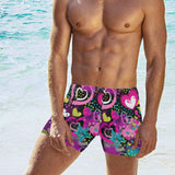 heart dot wave star creative design pattern Men's Swimming Trunks