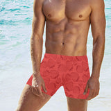 strawberry pattern red background Men's Swimming Trunks