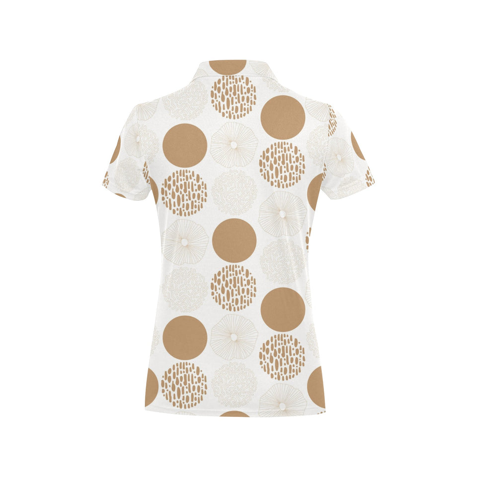 Gold Texture mushroom pattern Women's All Over Print Polo Shirt