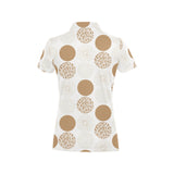 Gold Texture mushroom pattern Women's All Over Print Polo Shirt