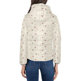 Jack Russel Pattern Print Design 02 Women's Padded Hooded Jacket
