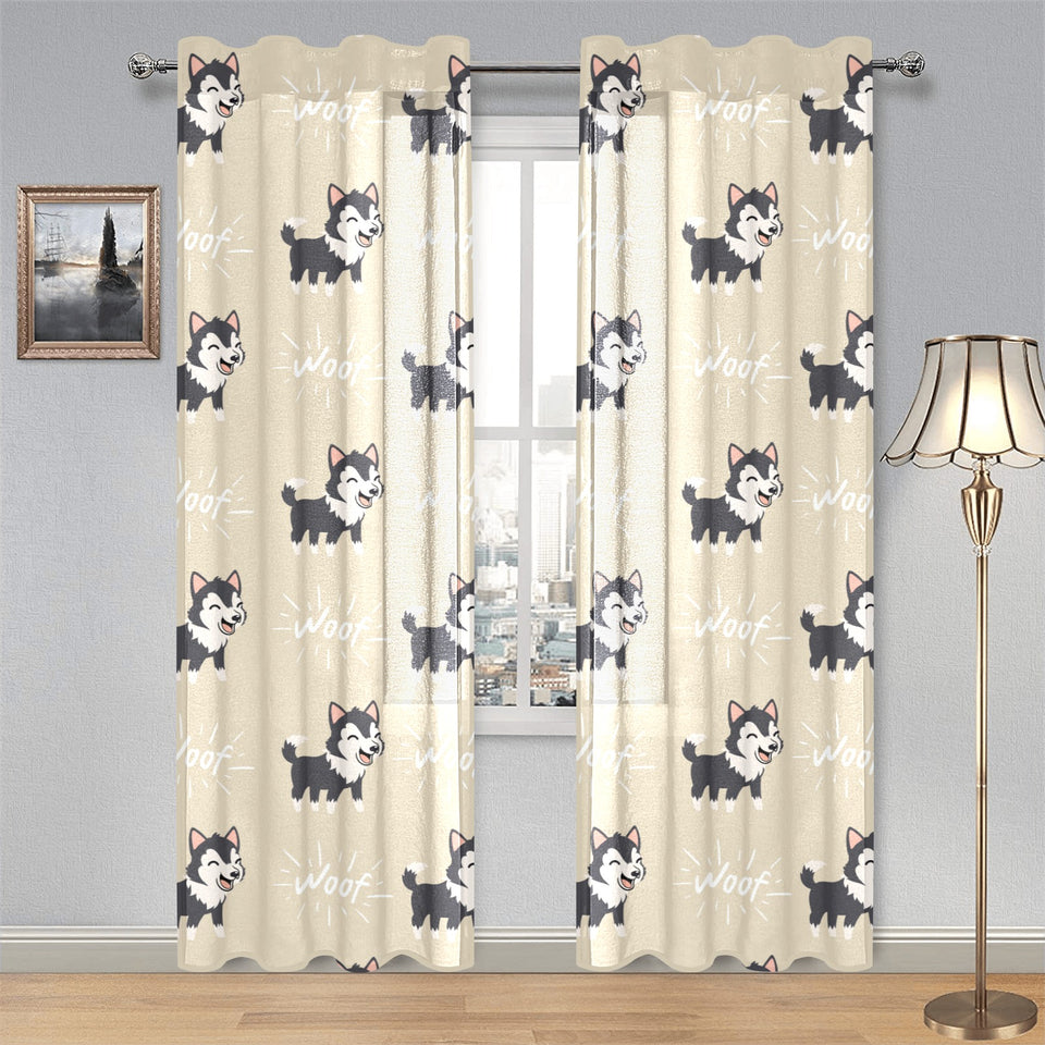 Cute Siberian Husky Gauze Curtain